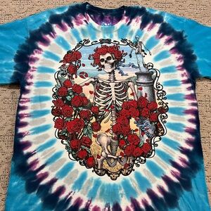 🎸 '22 Grateful Dead Band Tie Dye 30 Year Anniv. reprint Gated Bertha Liq Blue T